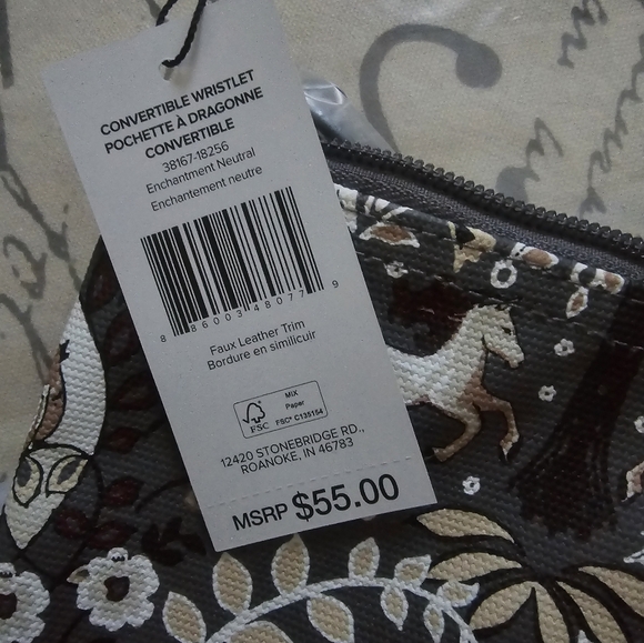 Vera Bradley Convertible Wristlet/pouch w/Leather Strap NWT enchantment neutral - Picture 6 of 9